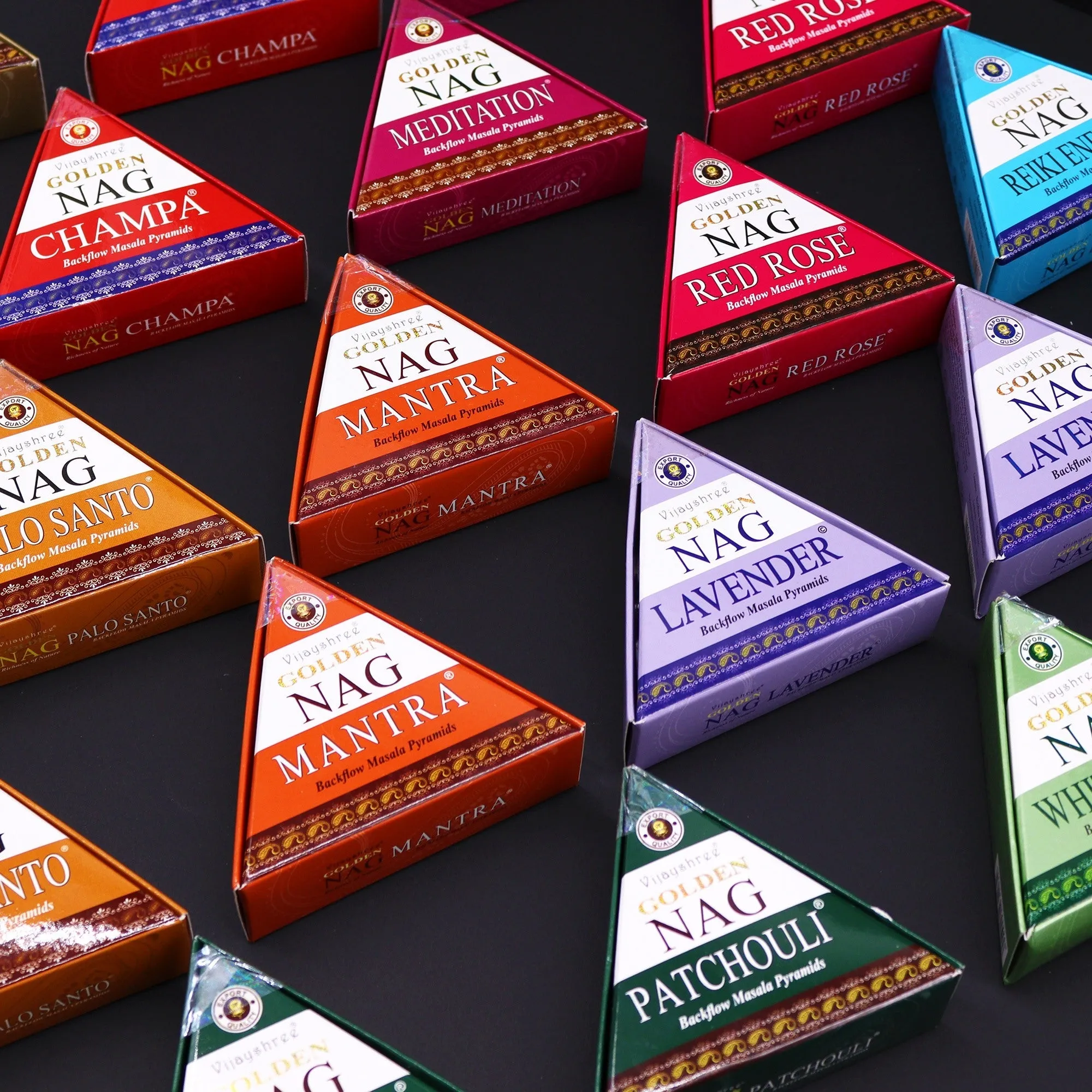 42g Jumbo Golden Nag - Mantra Backflow Incense Cones - Per case: 1 Piece
