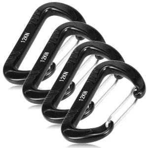 4pcs 12KN Wiregate Carabiner Hiking Climbing Carabiner Spring Buckle Clip Lightweight Hammock Swing Clip Outdoor Tool Equipment
