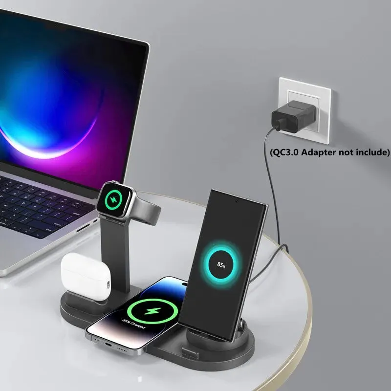 5-in-1 Wireless Charging Station for iPhone 15/14/13/12/11/X, Apple Watch, and AirPods - Fast Charging Dock for Desk