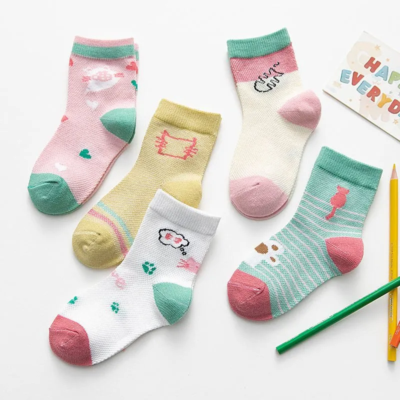 5-Pack Adorable Cartoon Summer Socks (3 Designs)