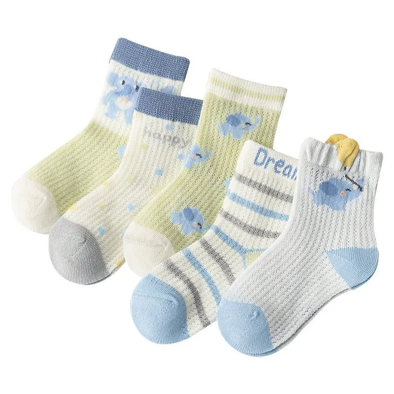 5-Pack Fruit Pattern Cotton Summer Socks (3 Designs)