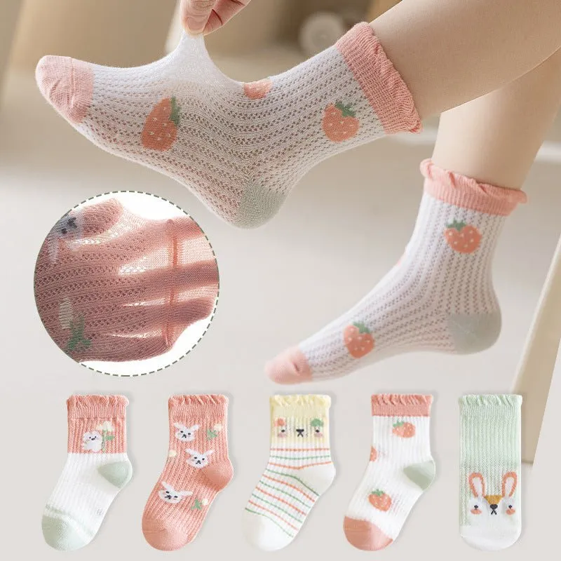 5-Pack Fruit Pattern Cotton Summer Socks (3 Designs)