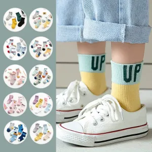 5-Pack Mixed Prints Cotton Socks (8 Designs)