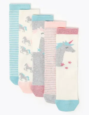 5 Pack of Striped & Unicorn Socks