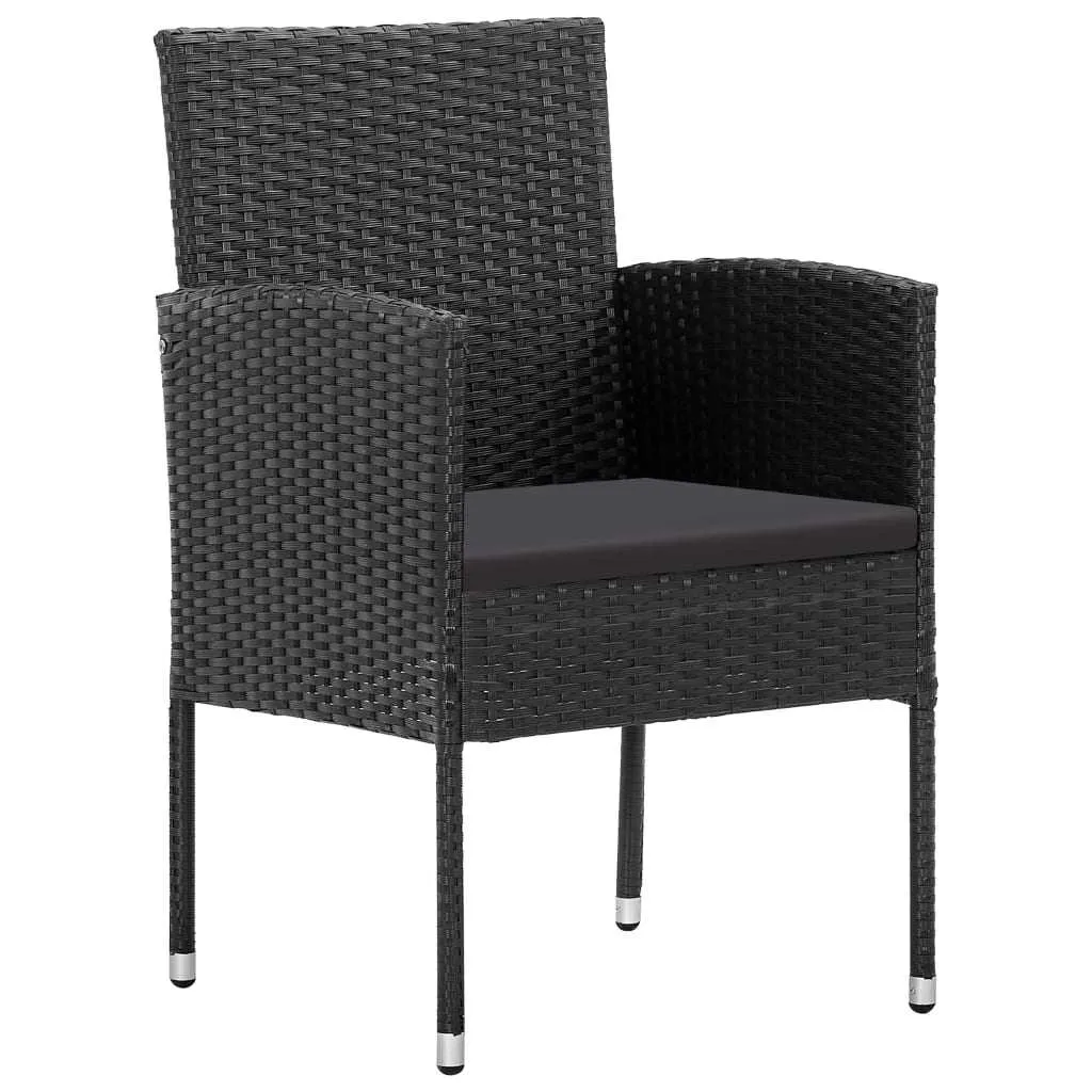 5 Piece Garden Dining Set Dark Black