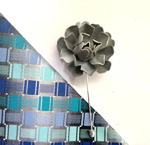 50s Style Gray Metal Lapel Pin Bone Rosette