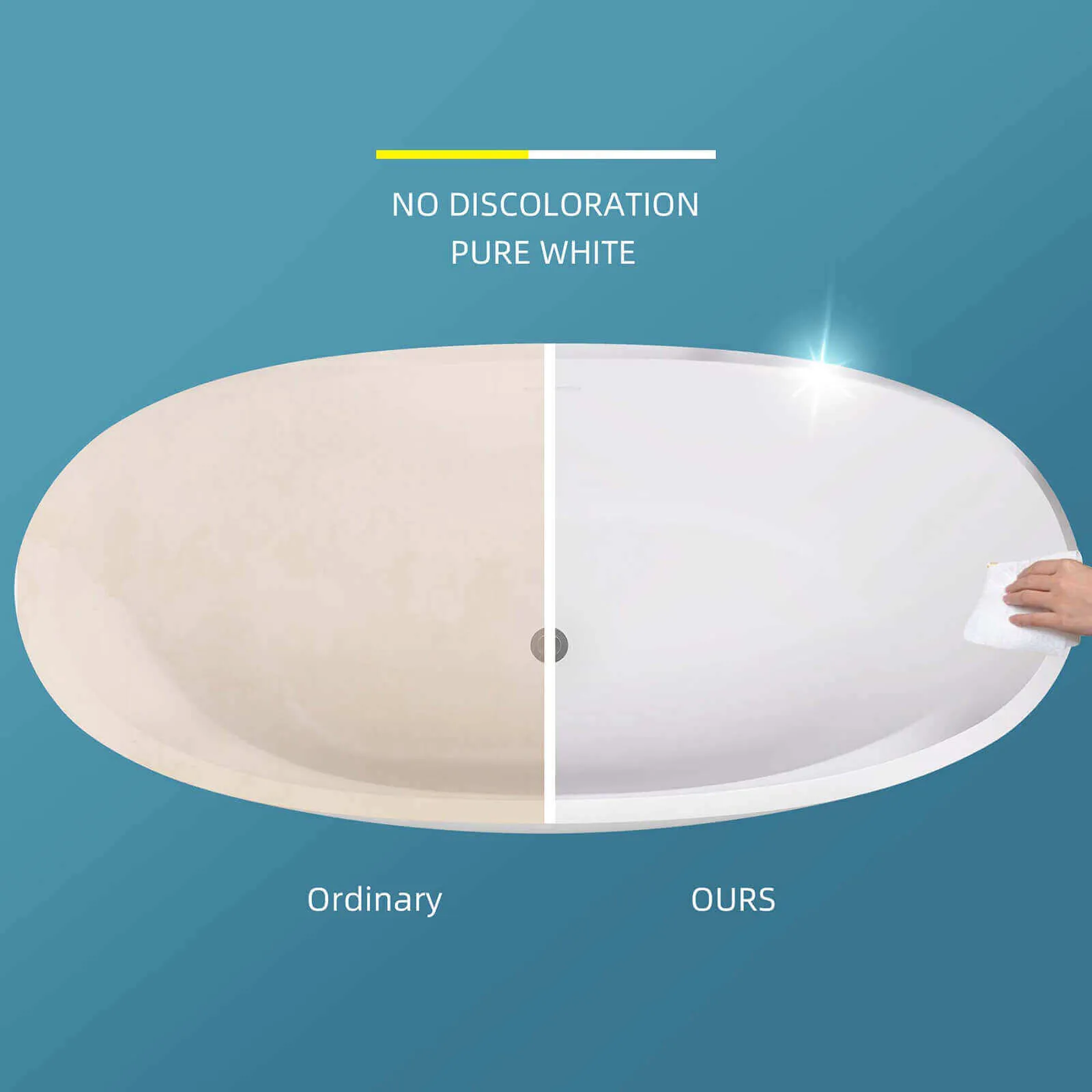59" Oval Glossy White Thick-Rim Acrylic Bathtub