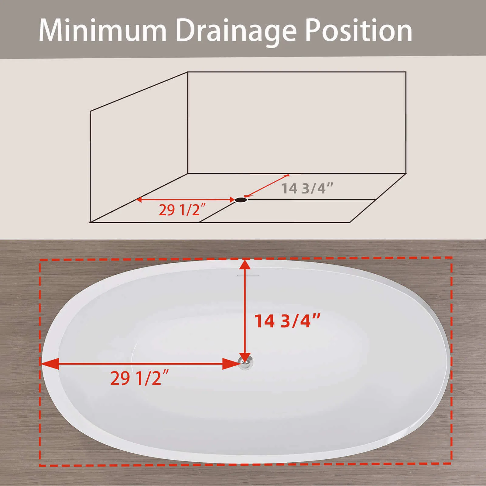 59" Oval Glossy White Thick-Rim Acrylic Bathtub