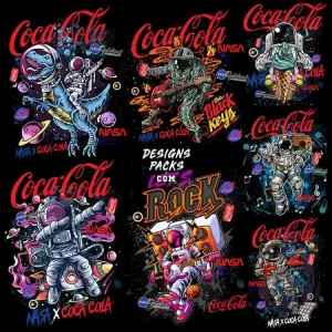 7 Brand Astronaut Coke Drink Streetwear Designs Bundle PNG   PSD