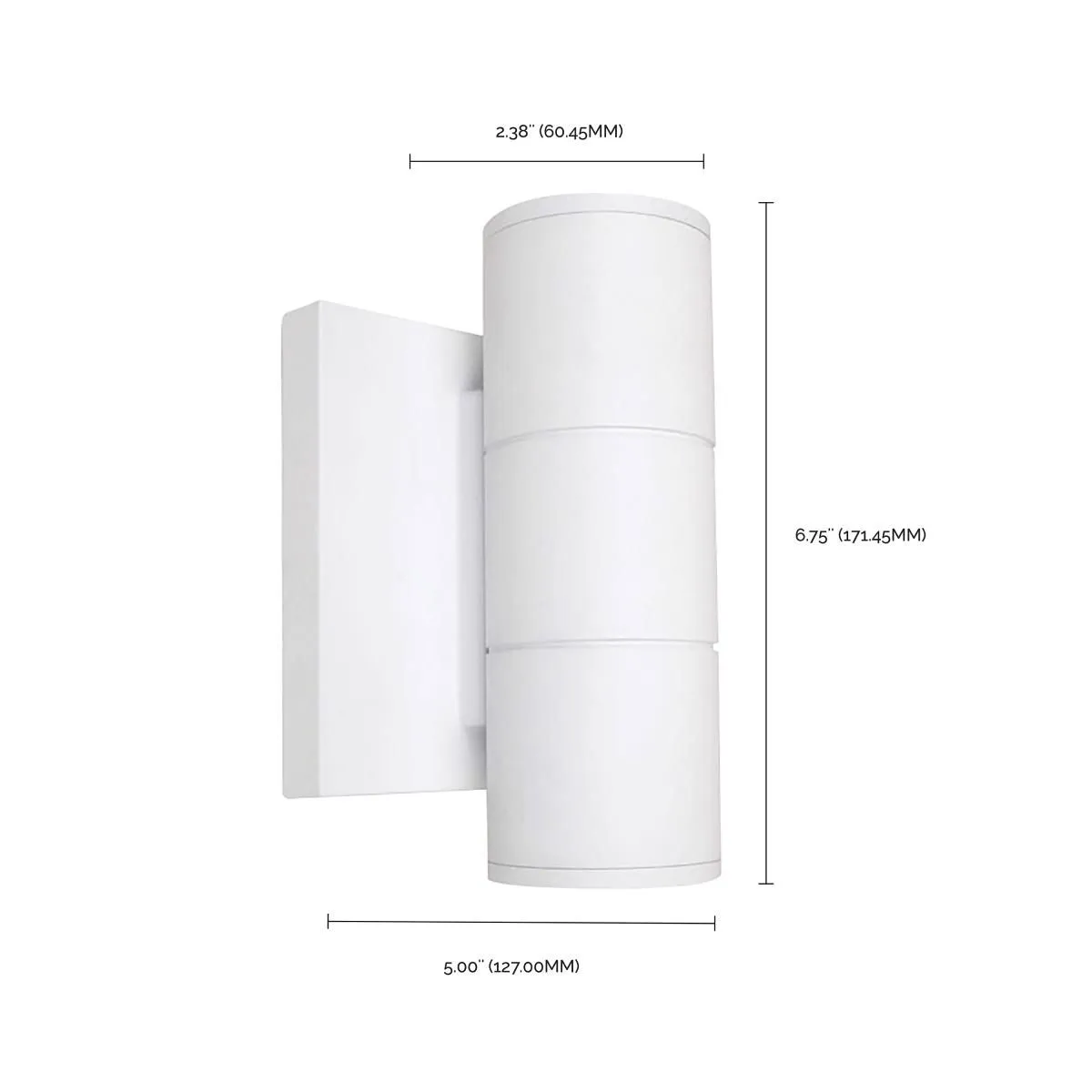 7 In 2 Lights LED Outdoor Cylinder Wall Light Up/Down Lights White Finish