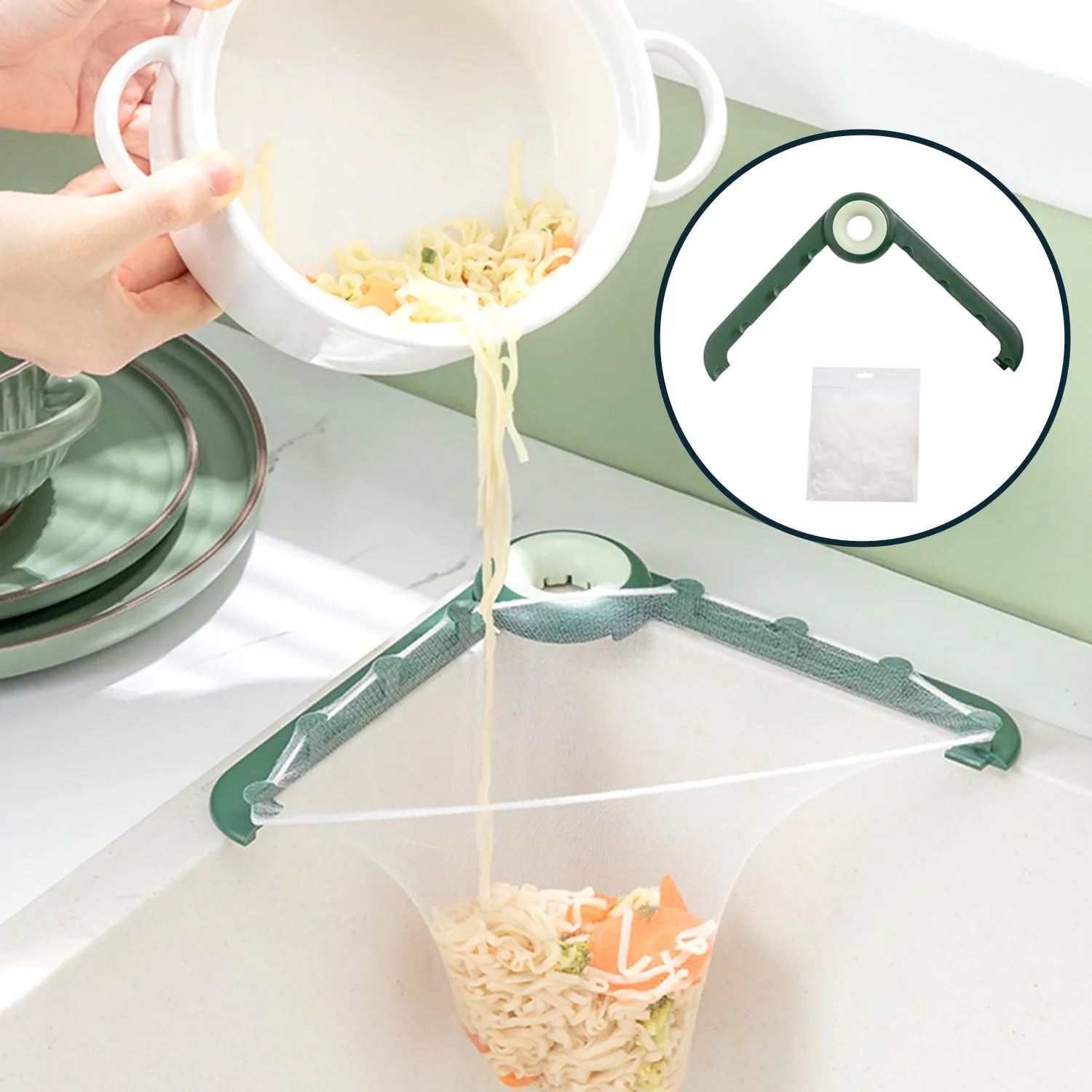 7686 Kitchen Sink Drain Filter Holder Triangle Foldable Sink Strainer Drainer For Kitchen Use (Bag not Included)