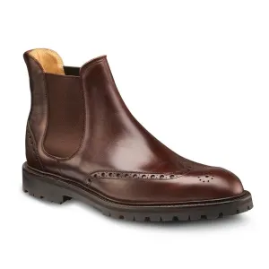 7CM / 2.76 Inches CMR CHAMARIPA Elegant Coffee Leather Brogue Chelsea Boots for Men