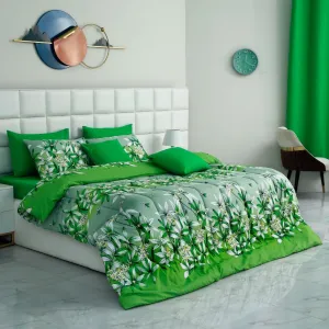 8 PCs Winter Comforter Set-15012Green Gold(With Dyed FittedSheet)