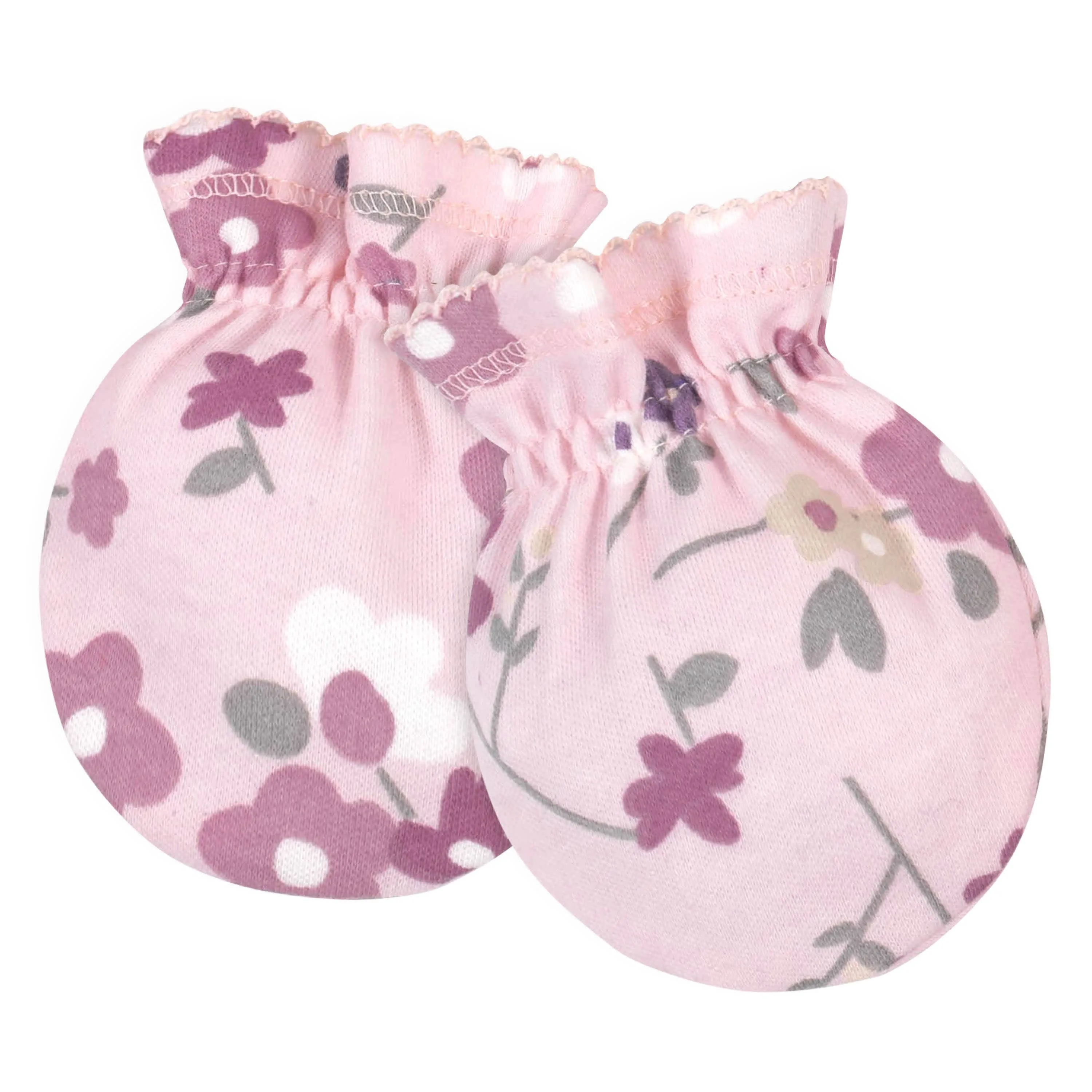 8-Piece Organic Baby Girls Fox Caps & No Scratch Mittens