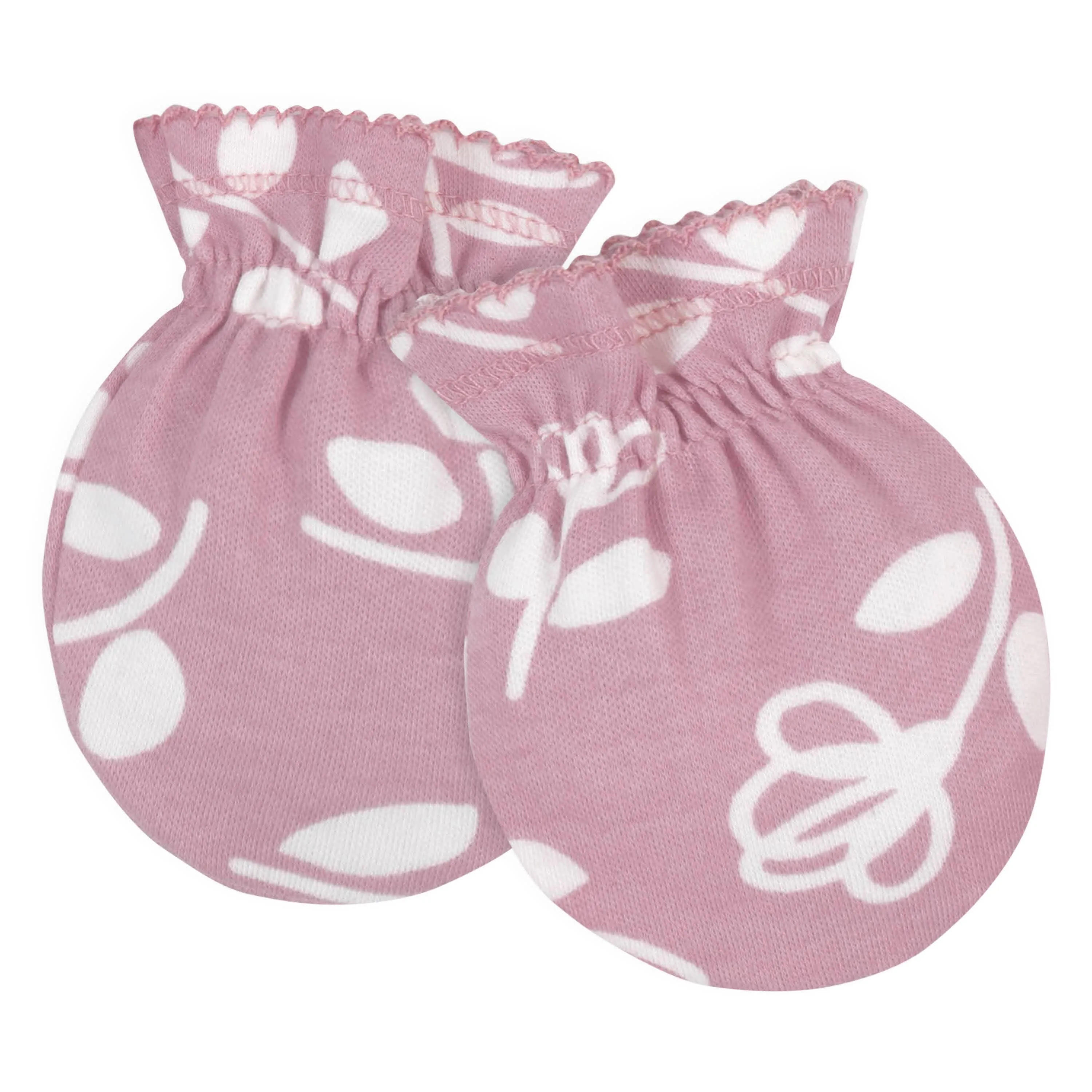 8-Piece Organic Baby Girls Fox Caps & No Scratch Mittens