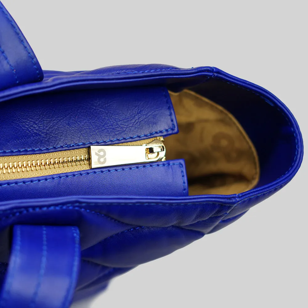 90 Feet Malini Quilted Cobalt Blue Leather Tote Bag