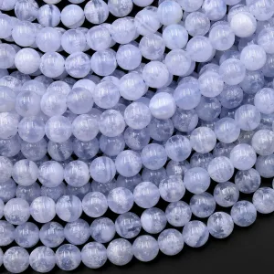AAA Icy Natural Blue Lace Agate Beads 3mm 4mm 6mm Round Beads 15.5" Strand