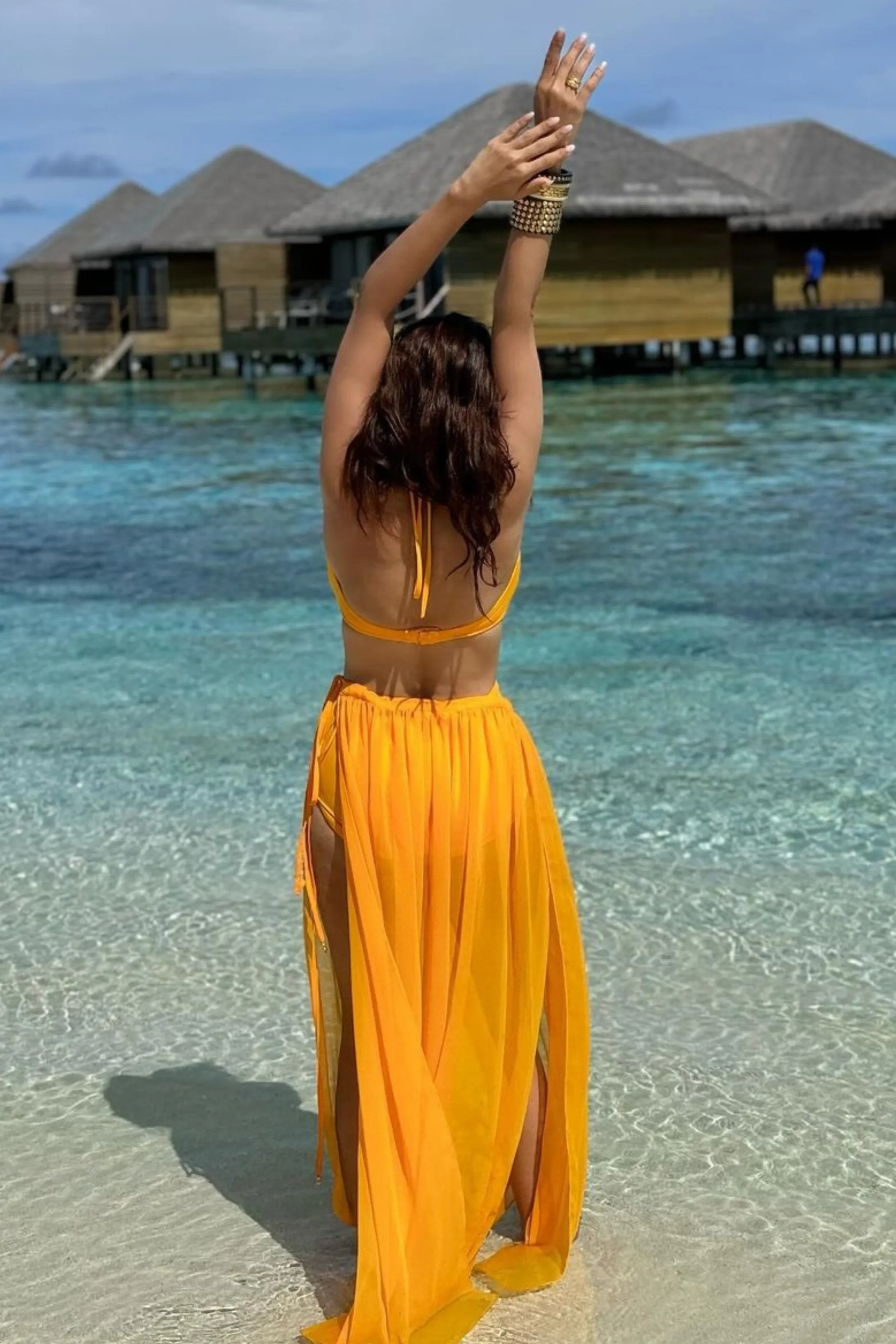 Aamna Sharif in our How’s it going pintuck swimsuit