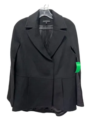 Abbey Glass Size S Black Wool Blend Snap Closure Collared Cape Coat