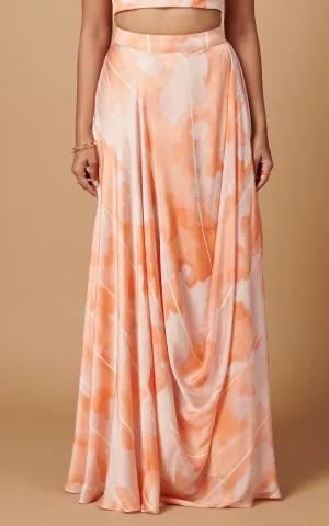 Abstract Printed Draped Skirt