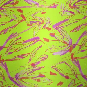 Abstract Splash Art Print on Blush Silk Charmeuse Fabric