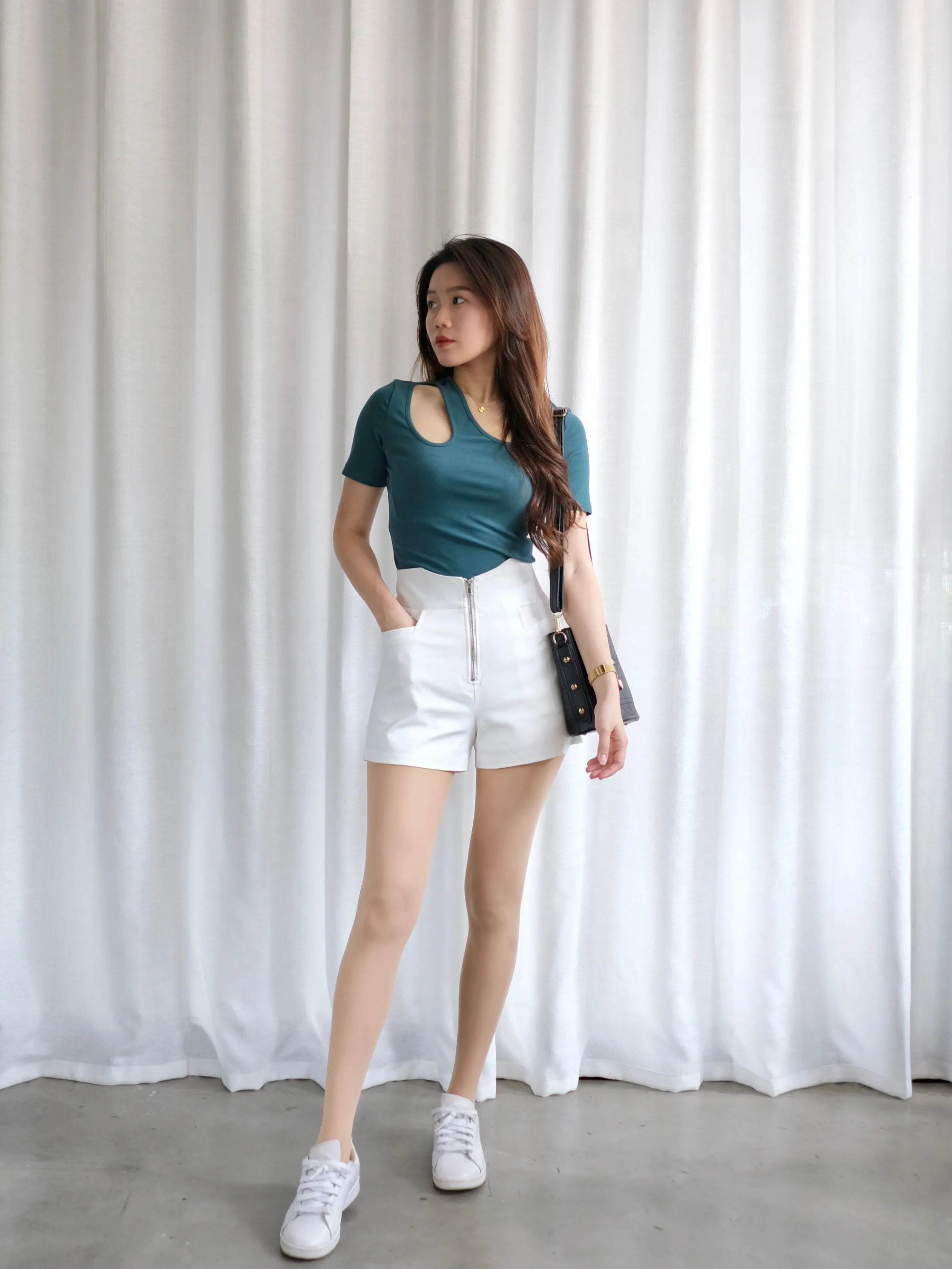 ACEWIN Hight Waist Front Zipper Shorts (Size S-XL) 501758