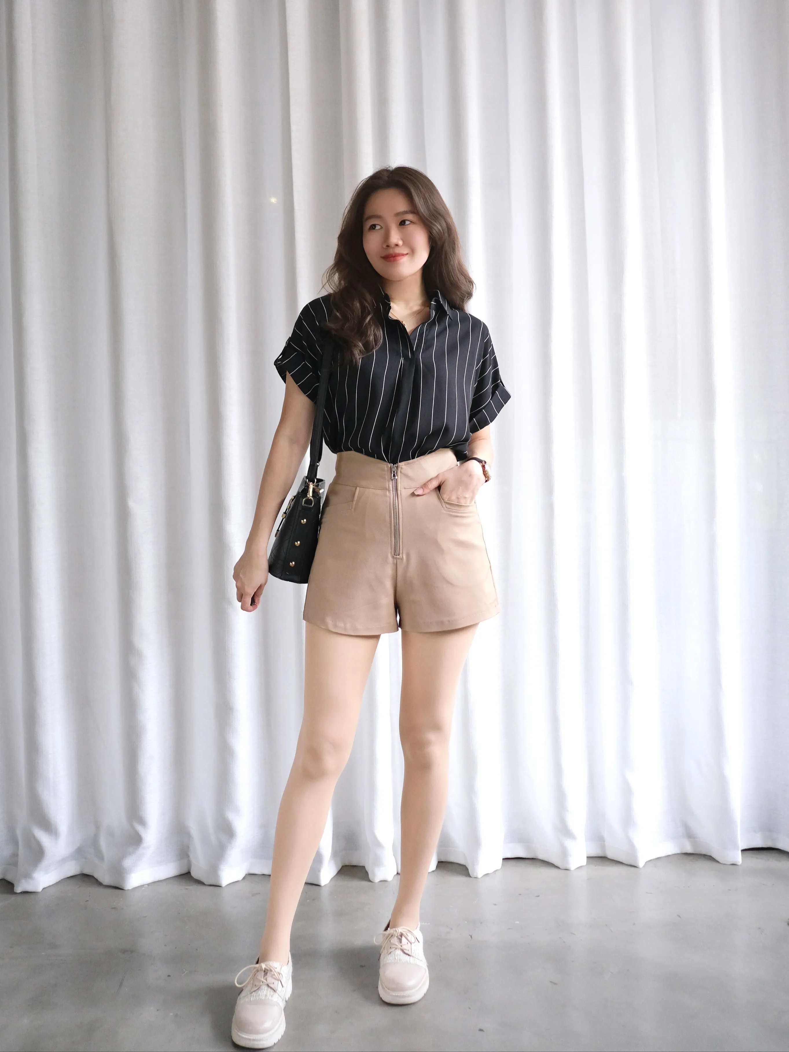 ACEWIN Hight Waist Front Zipper Shorts (Size S-XL) 501758