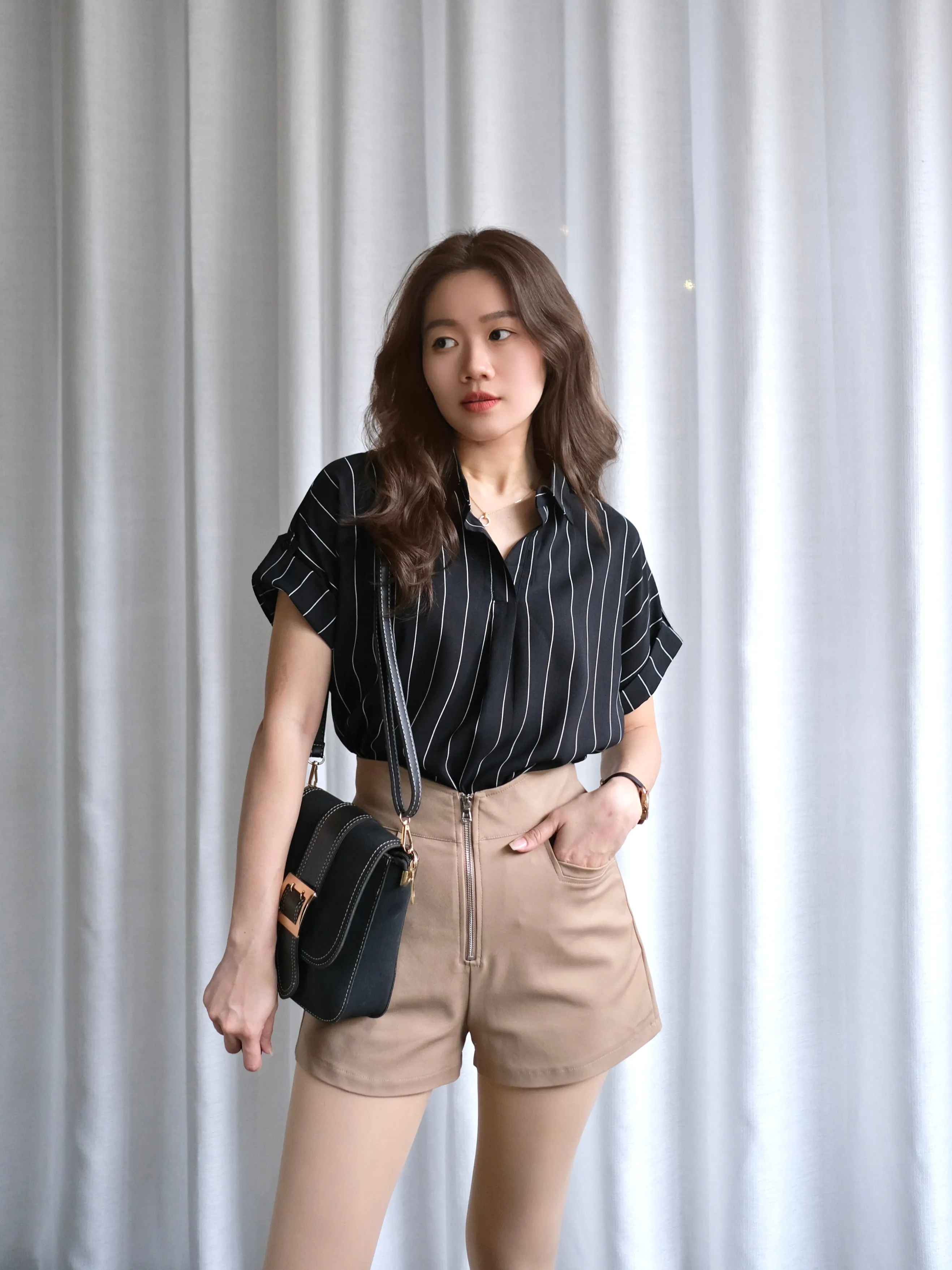 ACEWIN Hight Waist Front Zipper Shorts (Size S-XL) 501758