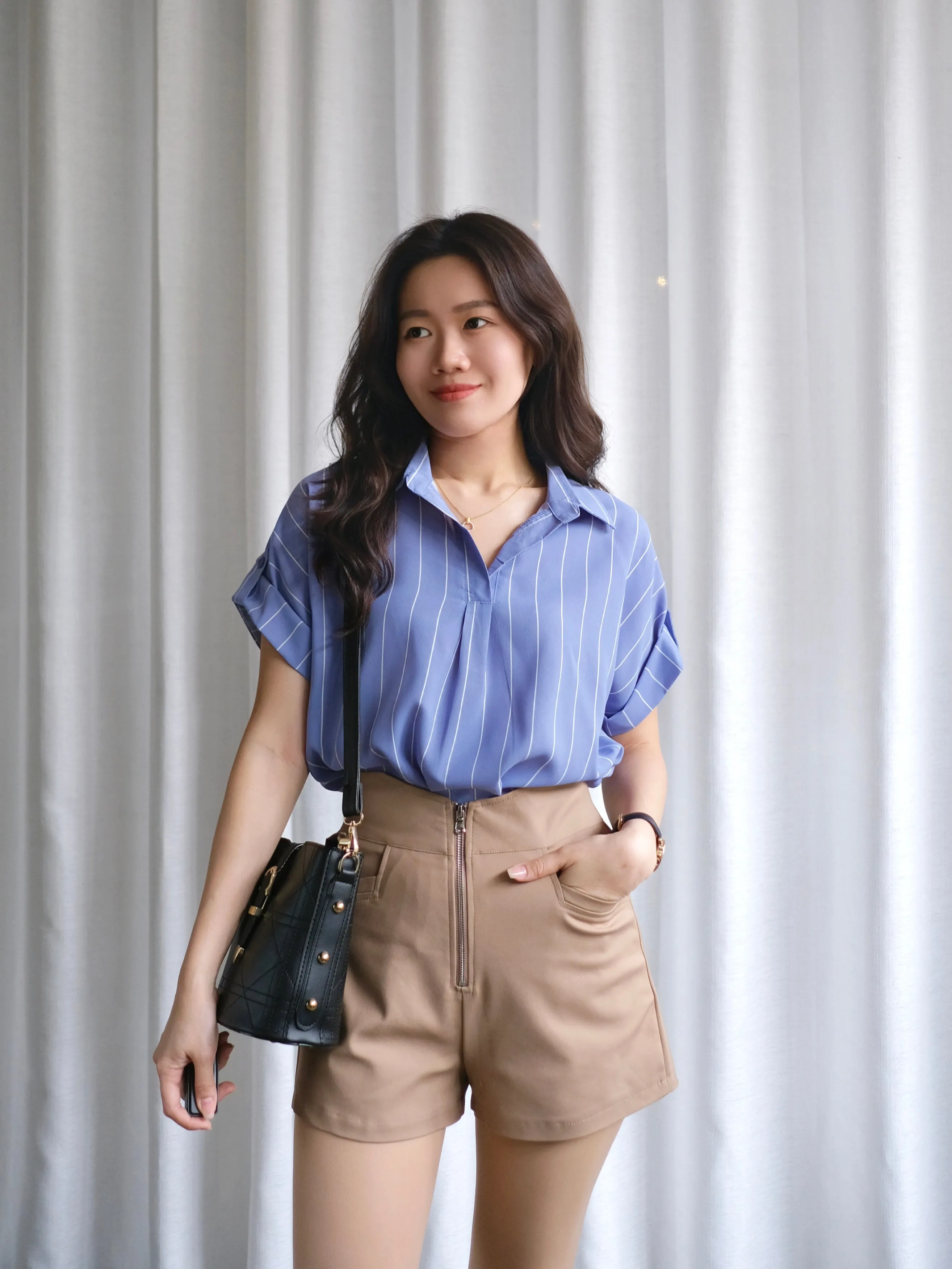 ACEWIN Hight Waist Front Zipper Shorts (Size S-XL) 501758