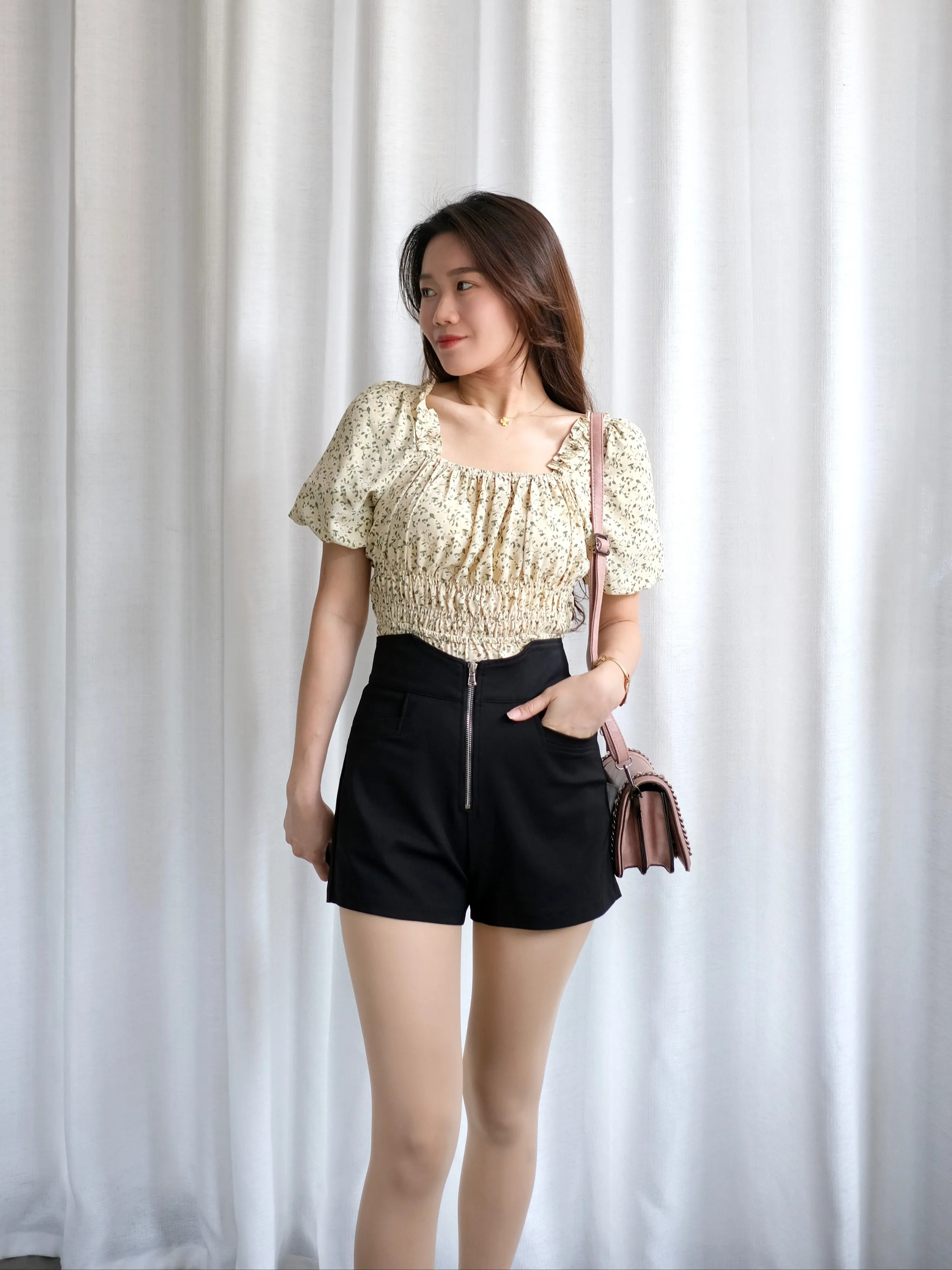 ACEWIN Hight Waist Front Zipper Shorts (Size S-XL) 501758