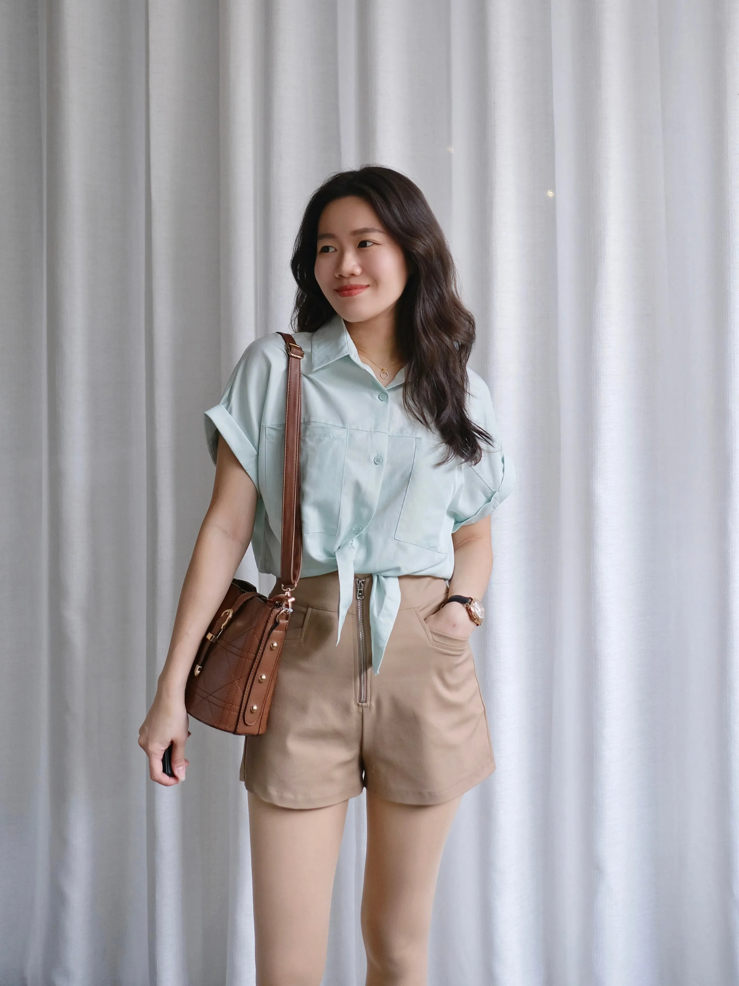 ACEWIN Hight Waist Front Zipper Shorts (Size S-XL) 501758