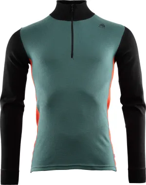 Aclima WarmWool Mock Neck with Zip Man Jet Black/North Atlantic/Red Clay | Buy Aclima WarmWool Mock Neck with Zip Man Jet Black/North Atlantic/Red Clay here | Outnorth