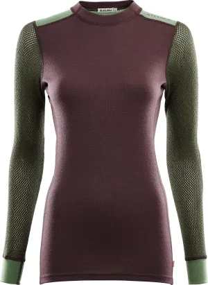 Aclima Women&#x27;s WoolNet Hybrid Crew Neck Fudge/Dill/Olive Night | Buy Aclima Women&#x27;s WoolNet Hybrid Crew Neck Fudge/Dill/Olive Night here | Outnorth