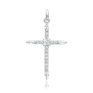 Acotis Silver Pendant Rhodium Plated Zirconia Cross G61130