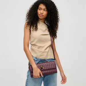 Ada Top Handle Woven Clutch Crossbody- Wine