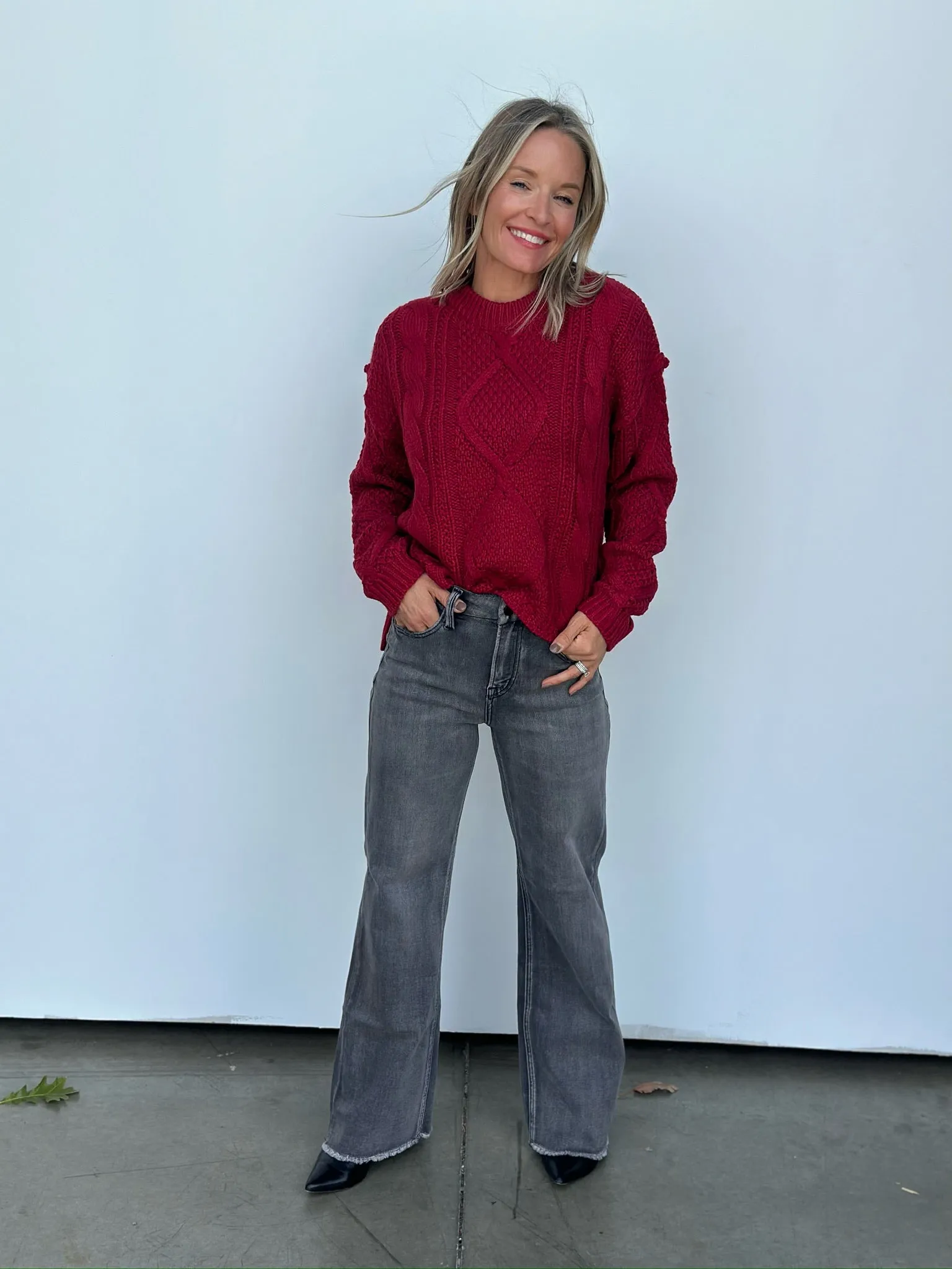 Adela Cranberry Sweater