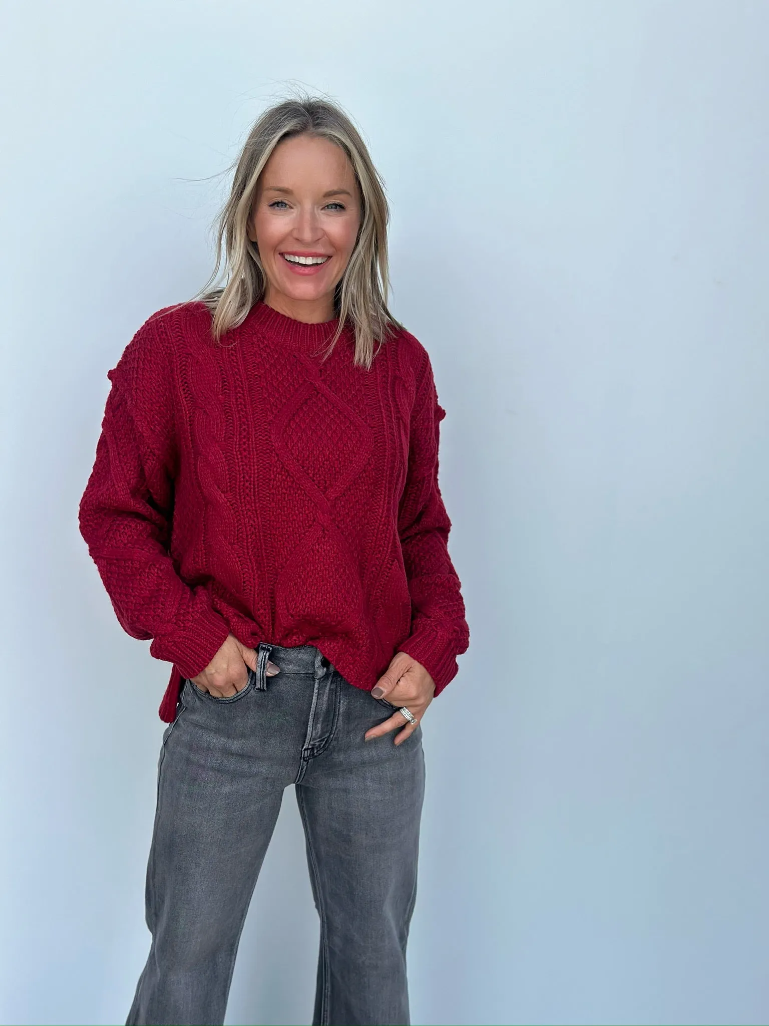 Adela Cranberry Sweater