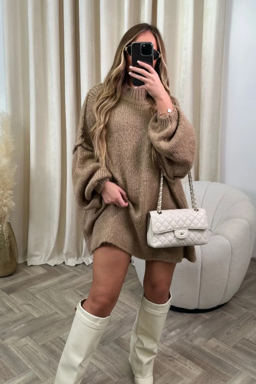 Adelaide camel oversized knit jumper