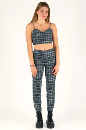 Adjustable Cami Top and Pants - Flannel Green Plaid