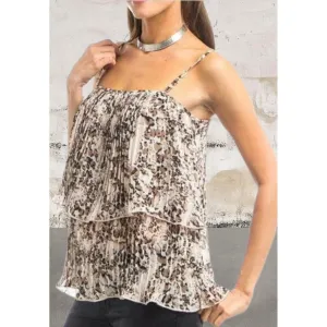 Adjustable spaghetti straps animal print top