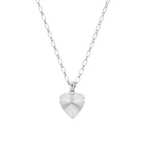 Adorned Heart Charm Necklace in Silver