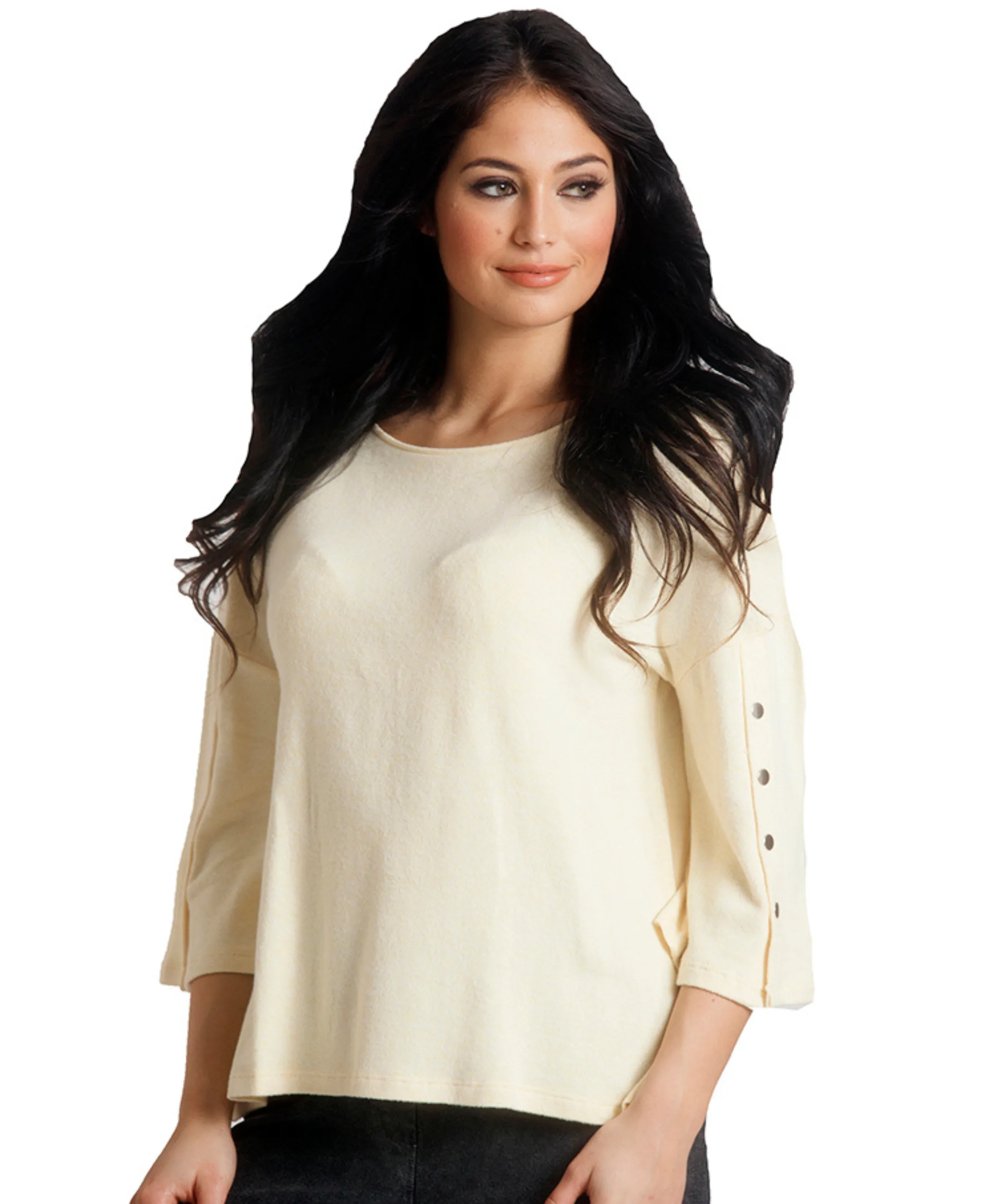 Adriana Kashmira 3/4 Button Sleeve Sweater