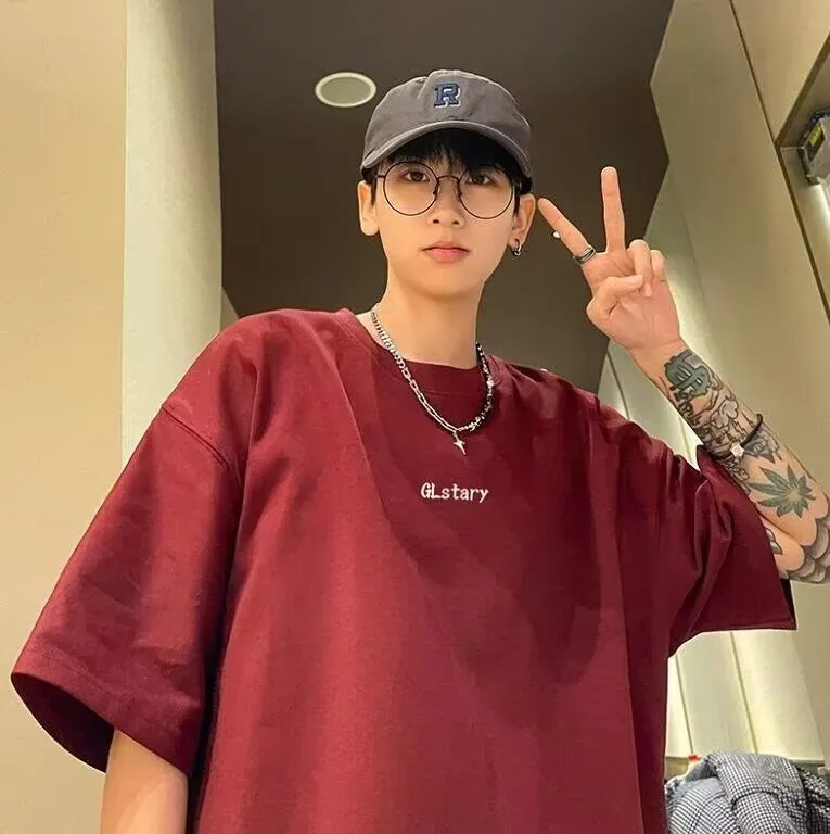 Advbridge boy outfits American Retro All-Match Loose Simple Fashion Short-Sleeved T-shirt Hong Kong Style Trendy Men's Comfortable Top for Men and Women