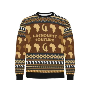 AFRIKA ORNEMENT Men's Rib Cuff Crew Neck Sweatshirt