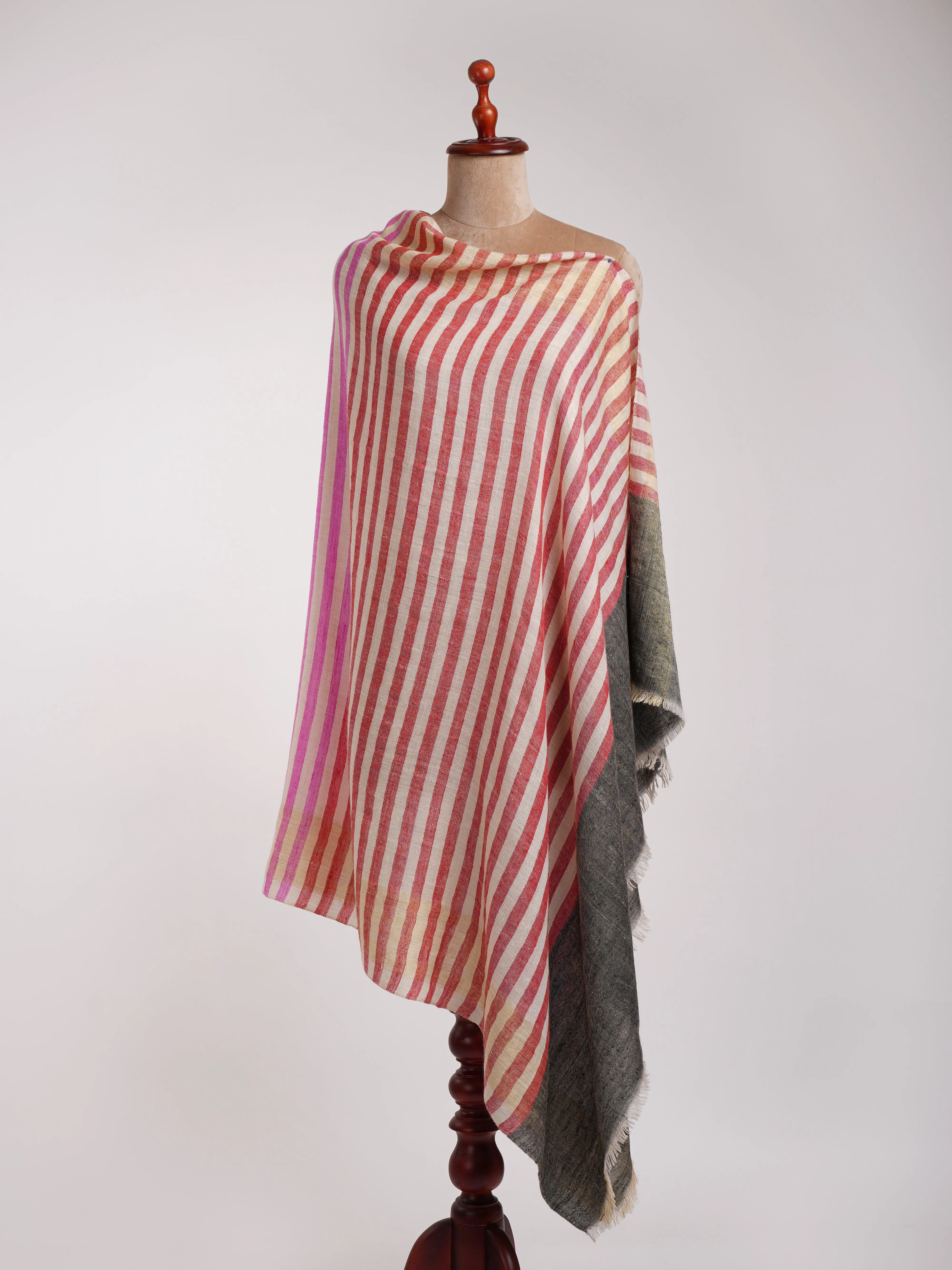 Afroz Multicolor Stripe Artistic Pashmina Shawl
