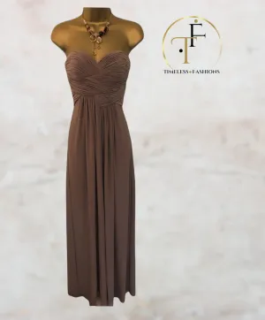 Aftershock Beige Maxi Dress Prom XS UK 6/8 US 2/4 EU 34/36