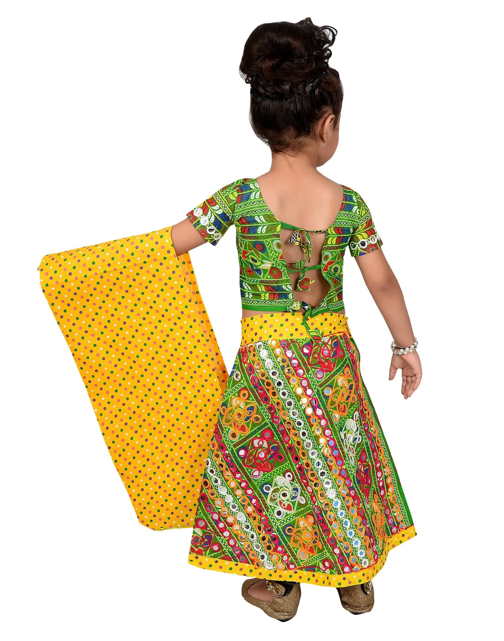 Ahhaaaa Girls Cotton Lehenga-Choli Chania Choli with Dupatta Set
