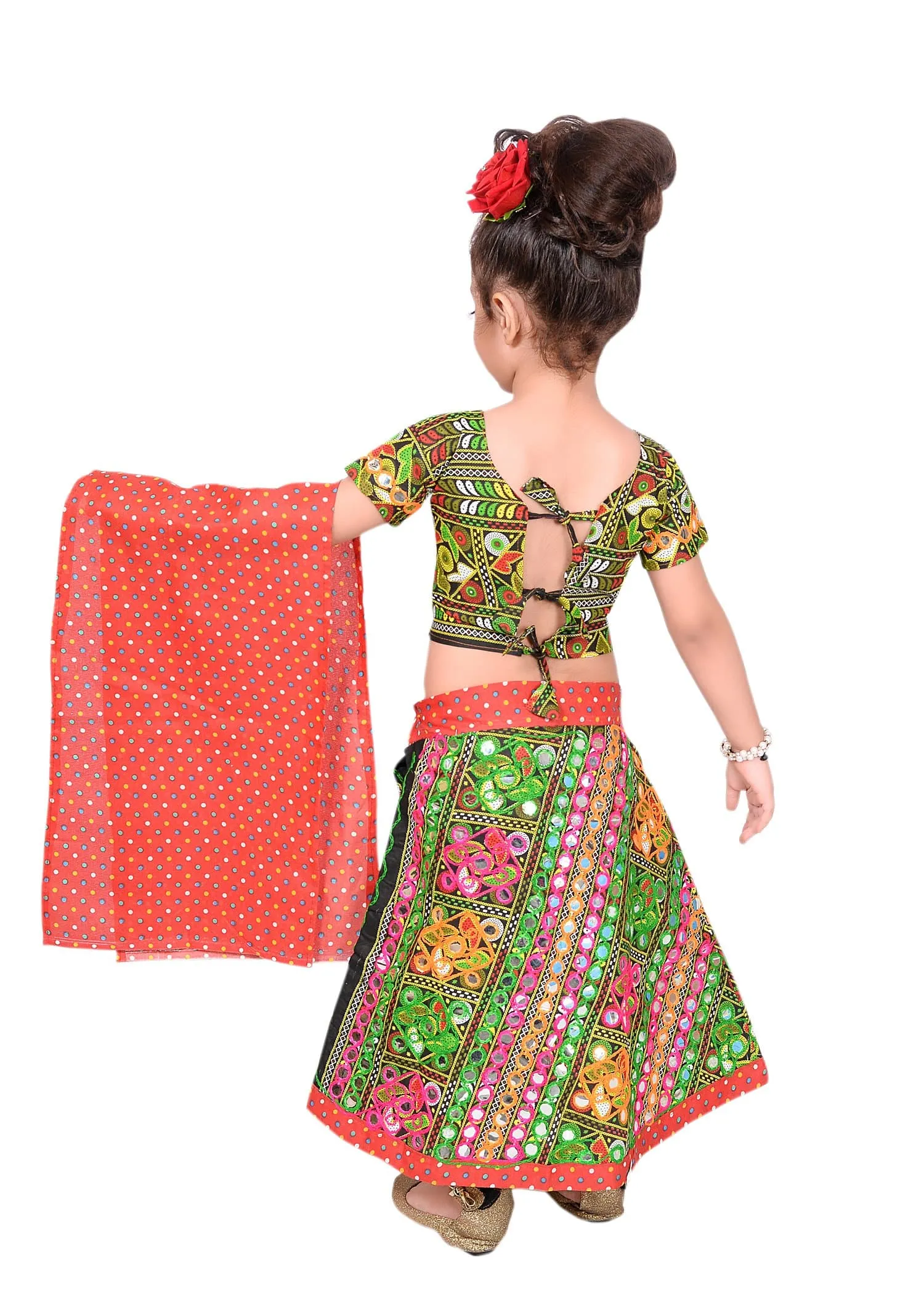 Ahhaaaa Girls Cotton Lehenga-Choli Chania Choli with Dupatta Set