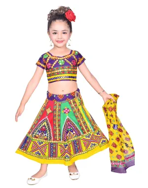 Ahhaaaa Kids Ethnic Cotton Blend Radha Dress Lehenga Choli Chania Choli Set Baby Girls