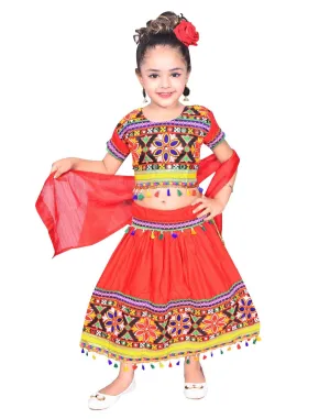 Ahhaaaa Kids Ethnic Cotton Blend Radha Dress Lehenga Choli Chania Choli Set Baby Girls